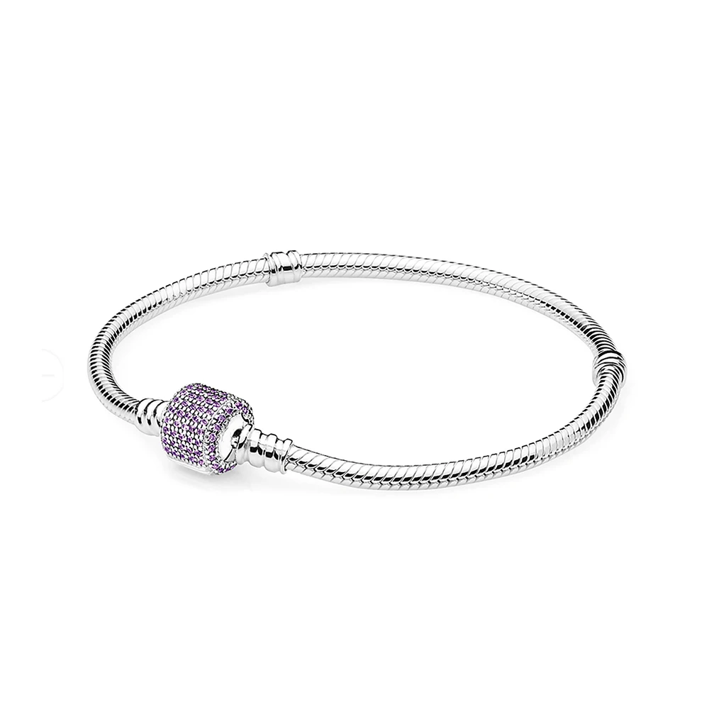 

New In European And America 925 Silver Base Snake Bone Chain Love DIY Zircon Beaded Accessories Casual Bracelet For Women
