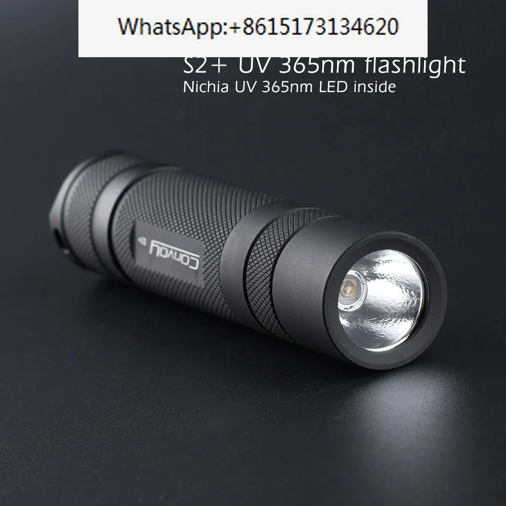

Convoy S2+ UV 365nm led flashlight ,with nichia LED in side ,Fluorescent agent detection,UVA 18650 Ultraviolet flashlight
