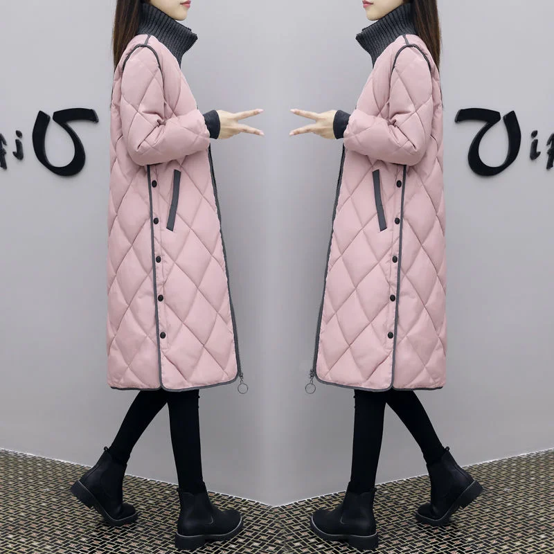 Women Winter Coats Parkas Slim Cotton Padded Basic Jackets 2023 New Warm Female Casual Long Outwear Korean Loose Solid Overcoat