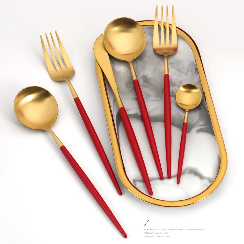 

Fork Spoon Cutlery Set Dessert European Style Eco Friendly Stainless Steel Cutlery Steak Knife Vajillas Kitchen Tableware 50
