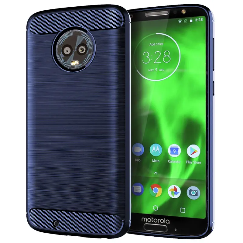 

Matte Silicone Case for Moto G6 Shockproof Carbon Fiber Soft Back Phone Cover For moto g6 Anti-knock frosted case