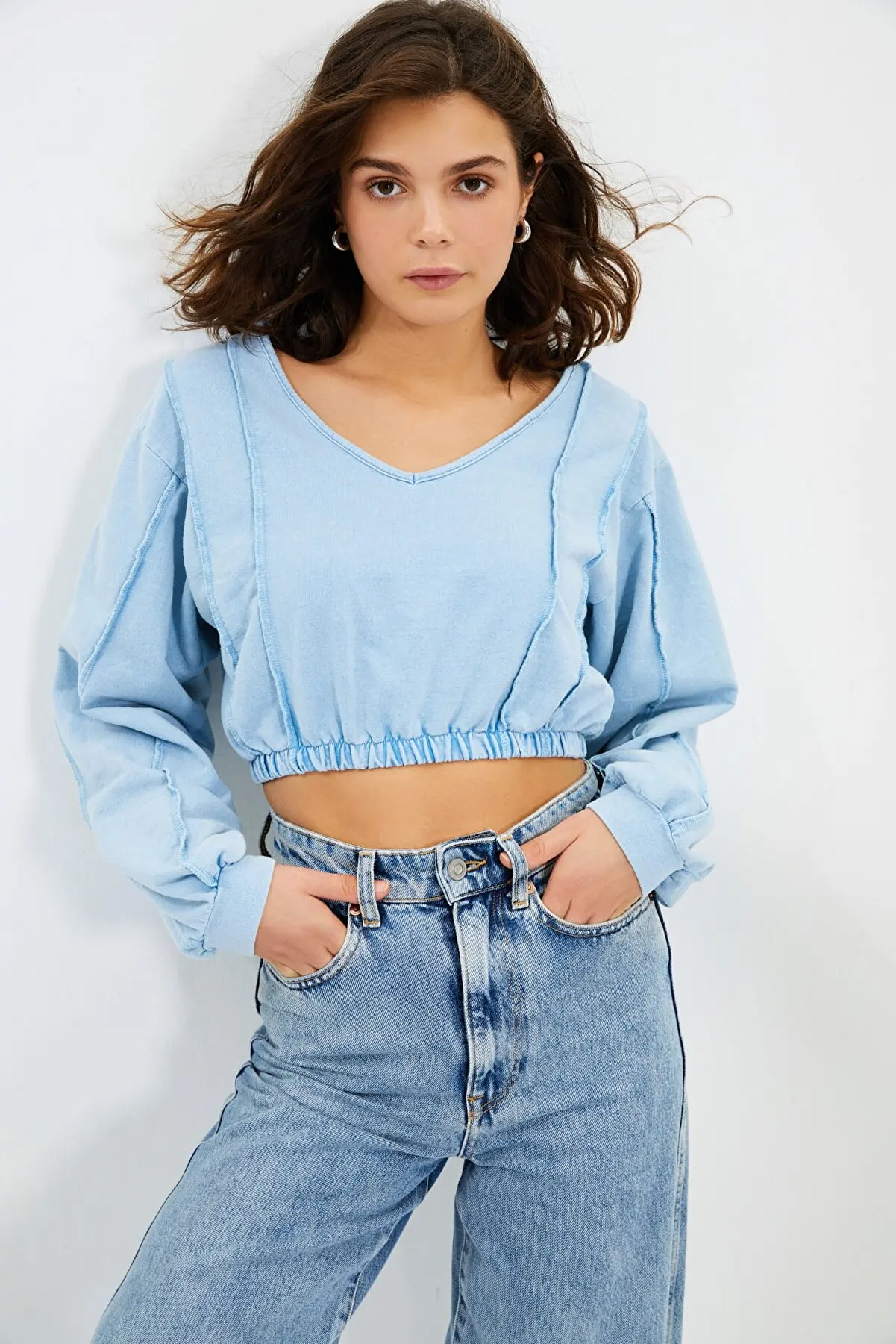 

Blue Washing Knitting Sweatshirt Female Clothing Women Clothes Sweatshirts Hoodies for Women 145835698