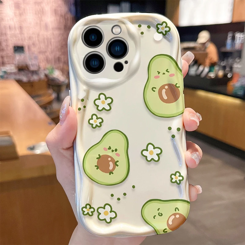 Фото Fruit Avocado Lemon Wave Shockproof Case for iPhone 17 Air 16 E 15 14 Plus 13 12 Mini 11 Pro Max Liquid Silicone Covers Funda №3