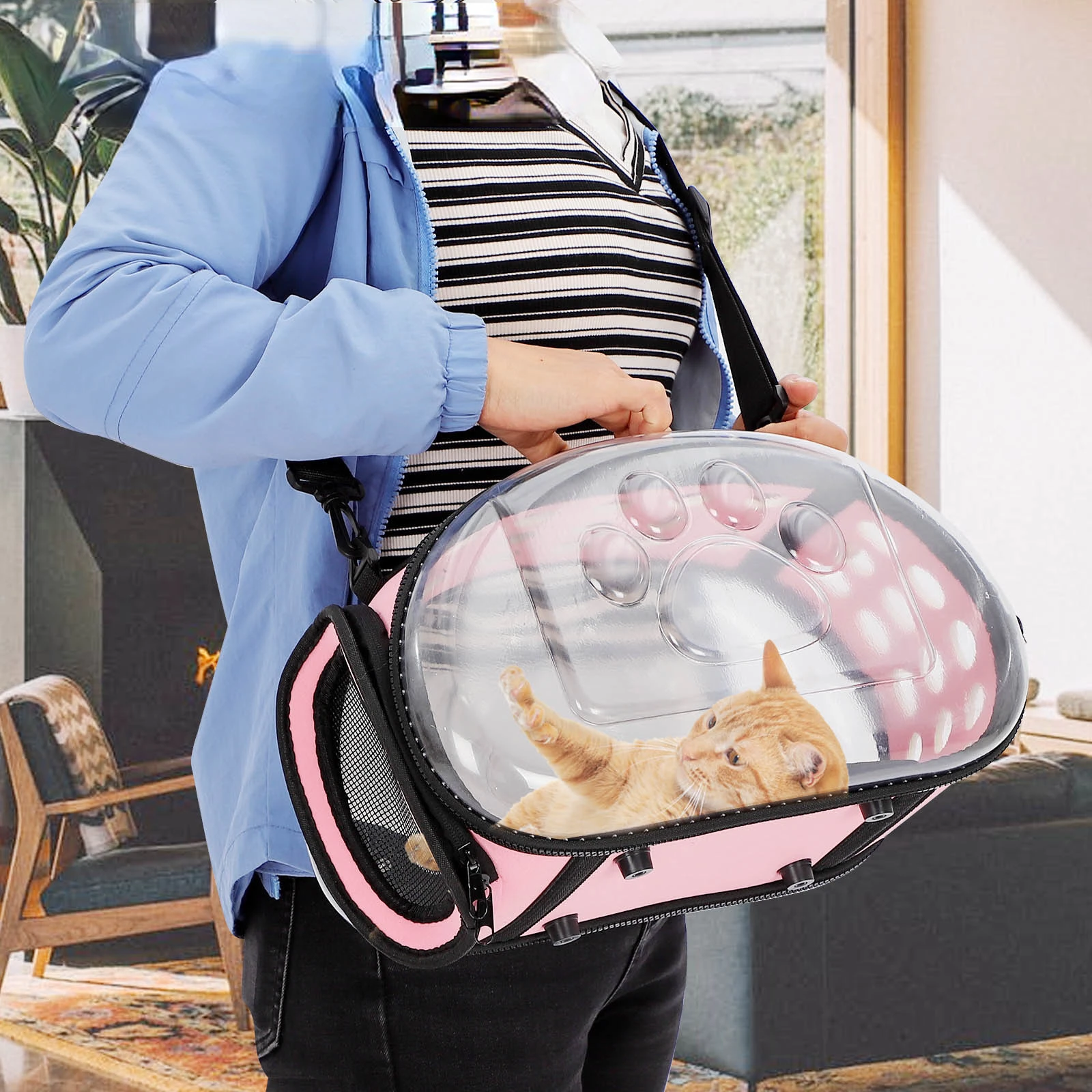 

Transparent Cat Backpack Kitten Puppy Carrier Bags Foldable Breathable Small Dog Cat Travel Space Capsule Cage Pet Supplies