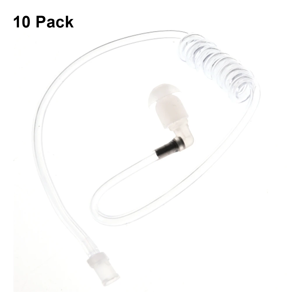 

10pcs Replacement Transparent Coil Acoustic Air Tube Earplug For Two-Way Radio Walkie Talkie Earpiece Headset