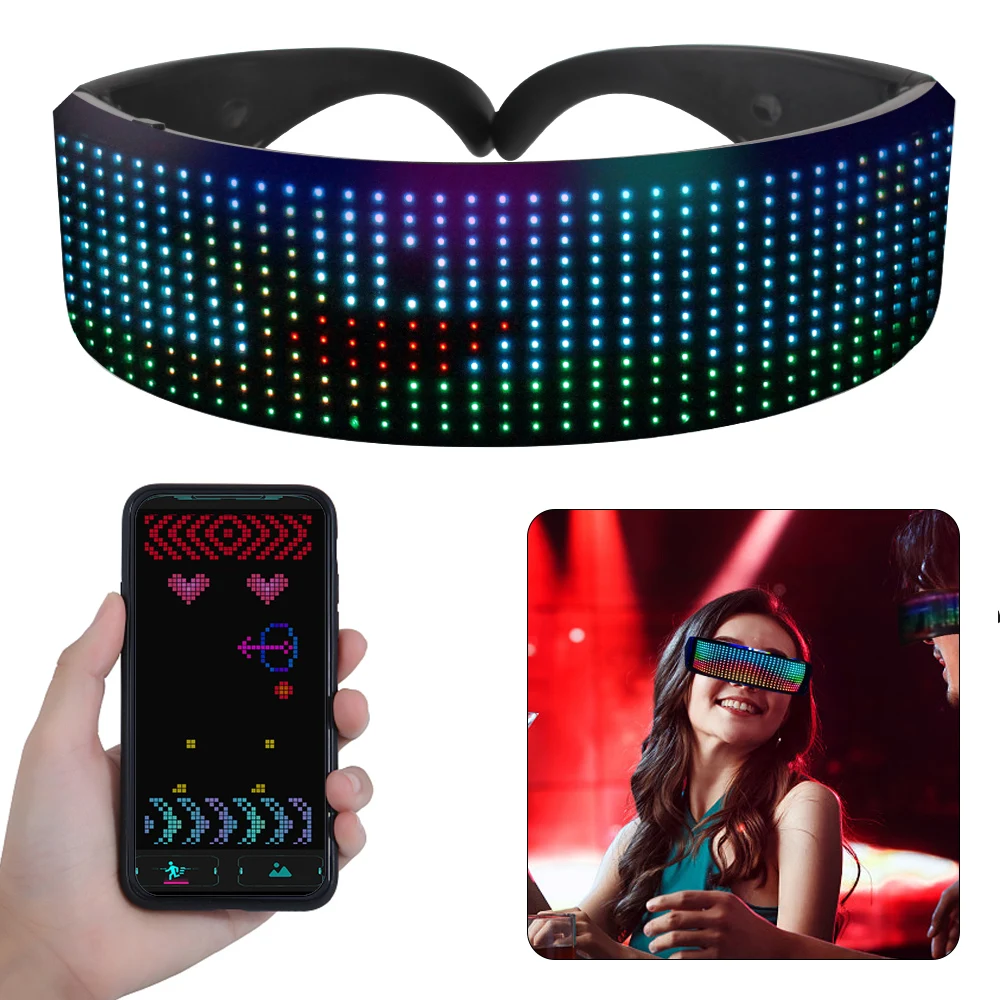 

Светящиеся очки с поддержкой Bluetooth для вечерние ринки, бара, фестиваля, представлений, футуристические очки светодиодный светодиодной подс...