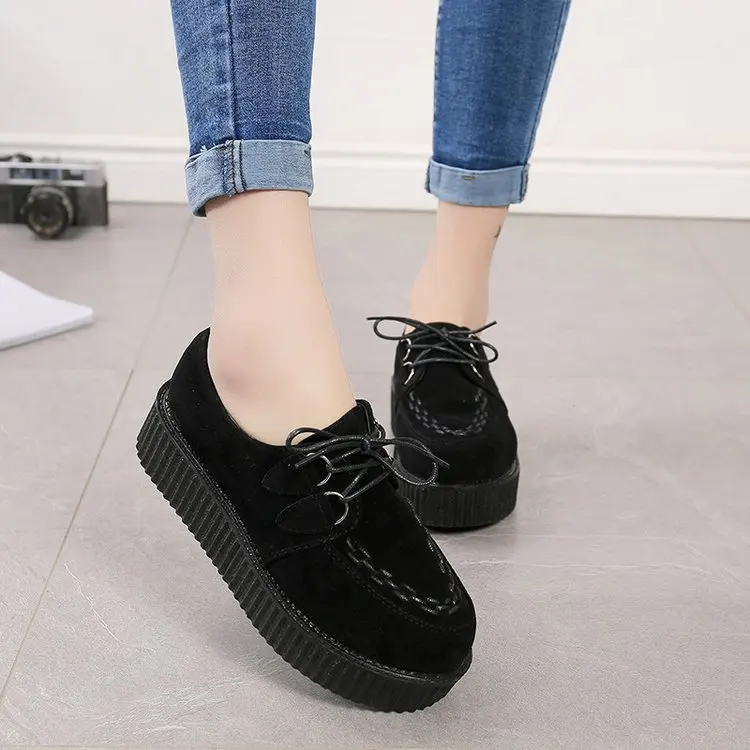 

2023 New Platform Shoes Thick Sole Large Size Japanese Retro Women's Shoes Single Shoes
