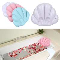 pvc fan shaped inflatable bath pillow towel cloth headrest pillow inflatable pillow durable bathroom set for home and comfort