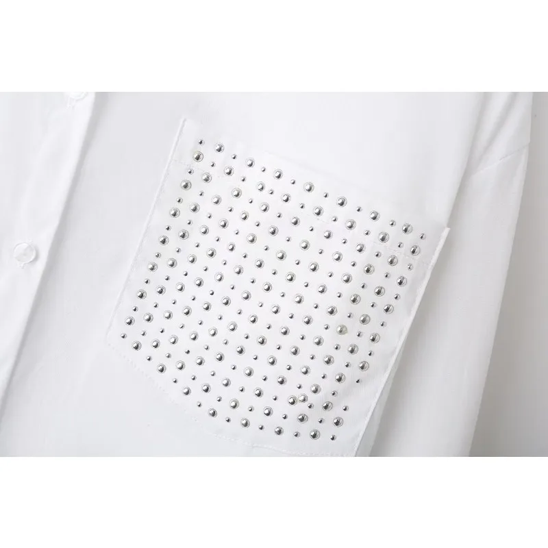 Блузка женская хлопковая однотонная с длинным рукавом в стиле минималистик