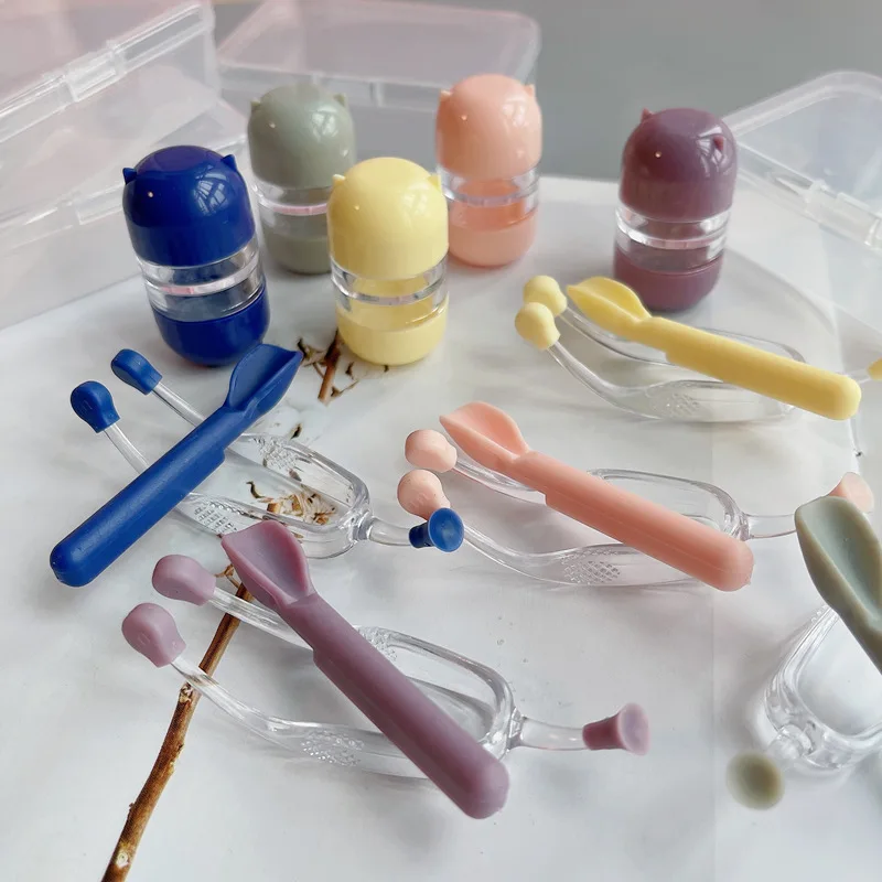 

New Contact Lenses Container Box Contact Lens Inserter Soft Tweezer Makeup Tools Portable Lens Wearing Tweezers Kits