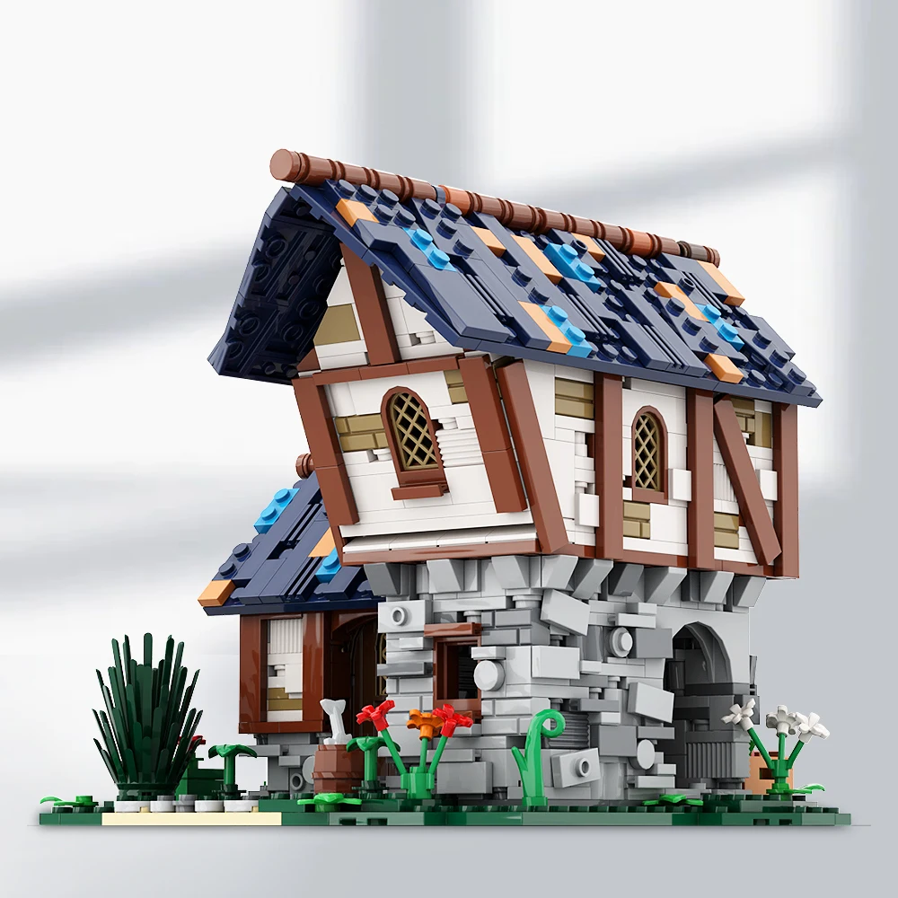 

Gobricks MOC Medieval Architecture Farm Cottage Building Block set Street View Norwegian Cabin Brick Toys For kids Birthday Gift