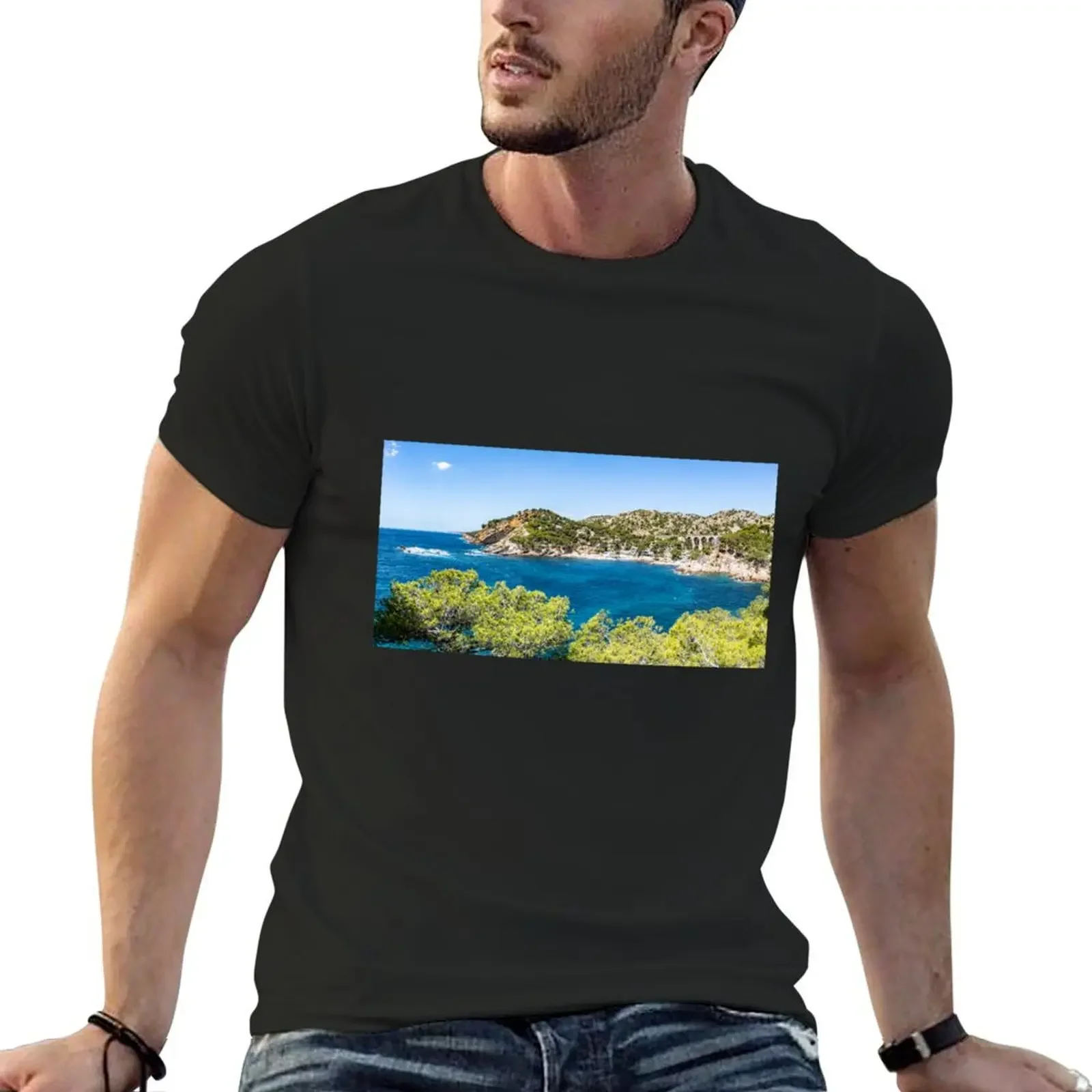 Футболка Calanque of Mejean Ensues la Redonne South France мужская футболка с аниме-фигурами лето 2025 г.