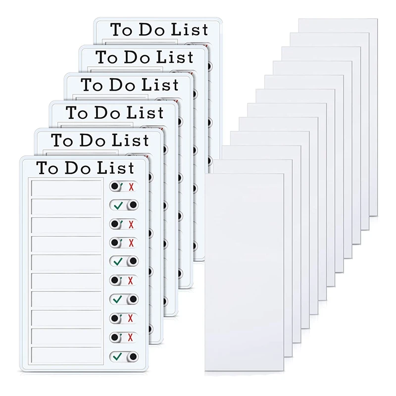 

6-Pack Kids Checklist Board Plastic Kids Chore Sheet Kids Daily Checklist Detachable Message Board With 12 Card Stocks