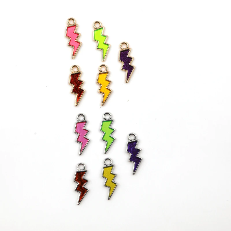 

20pcs/Lot Fashion Cute Enamel Color Lightning Pendant Accessories DIY Earrings Necklace Jewelry Making Charm Wholesale