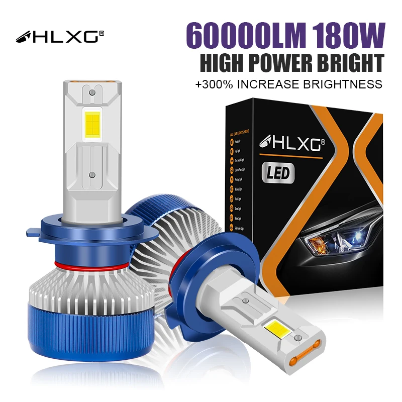 

HLXG H7 LED Canbus H4 H1 H11 H8 H9 HB3 9005 HB4 9006 Car Headlights Bulbs 60000LM 180W LED 6000K 5570 CSP Auto Lamp for Fog Lamp