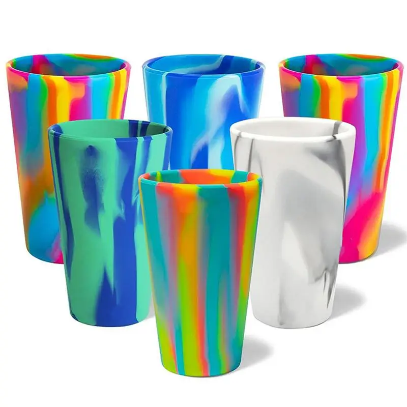 

16oz Silicone Water Cup Anti Drop Beverage Cup Tie Dyed 450ml Cup For Indoor Outdoors Safe Drinkware Reusable Colorful Cup