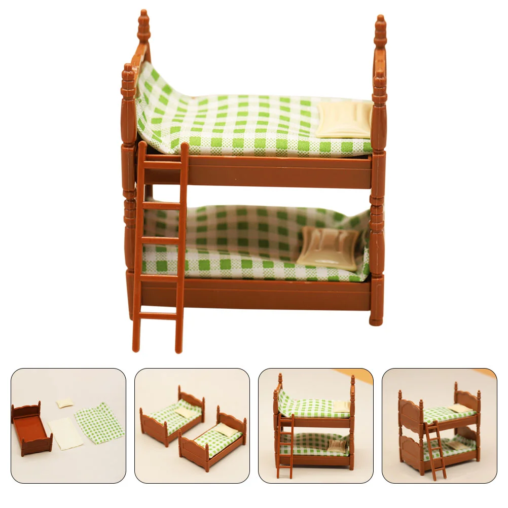 

1 Set Miniature Sleeping Bunk Bed Model Pretend Play Toy House Decor