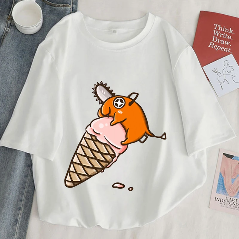 

Футболка с рисунком аниме для девочек-подростков, футболка с принтом бензопилы для мужчин и женщин, топы с графическим принтом в стиле Kpop, летняя футболка Y2k, футболка в эстетическом стиле для мужчин