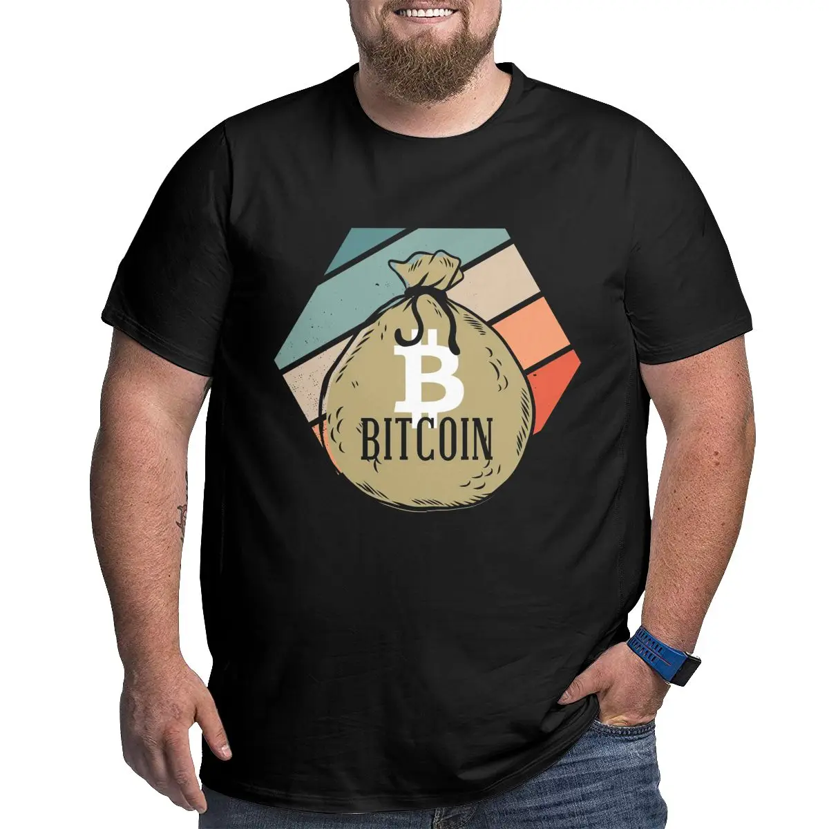 

Bitcoin Pattern Men's Oversized T Shirts 6XL 5XL US Large Size T-Shirts Cotton Short Sleeve Clothing Black Top Tees for Big Man