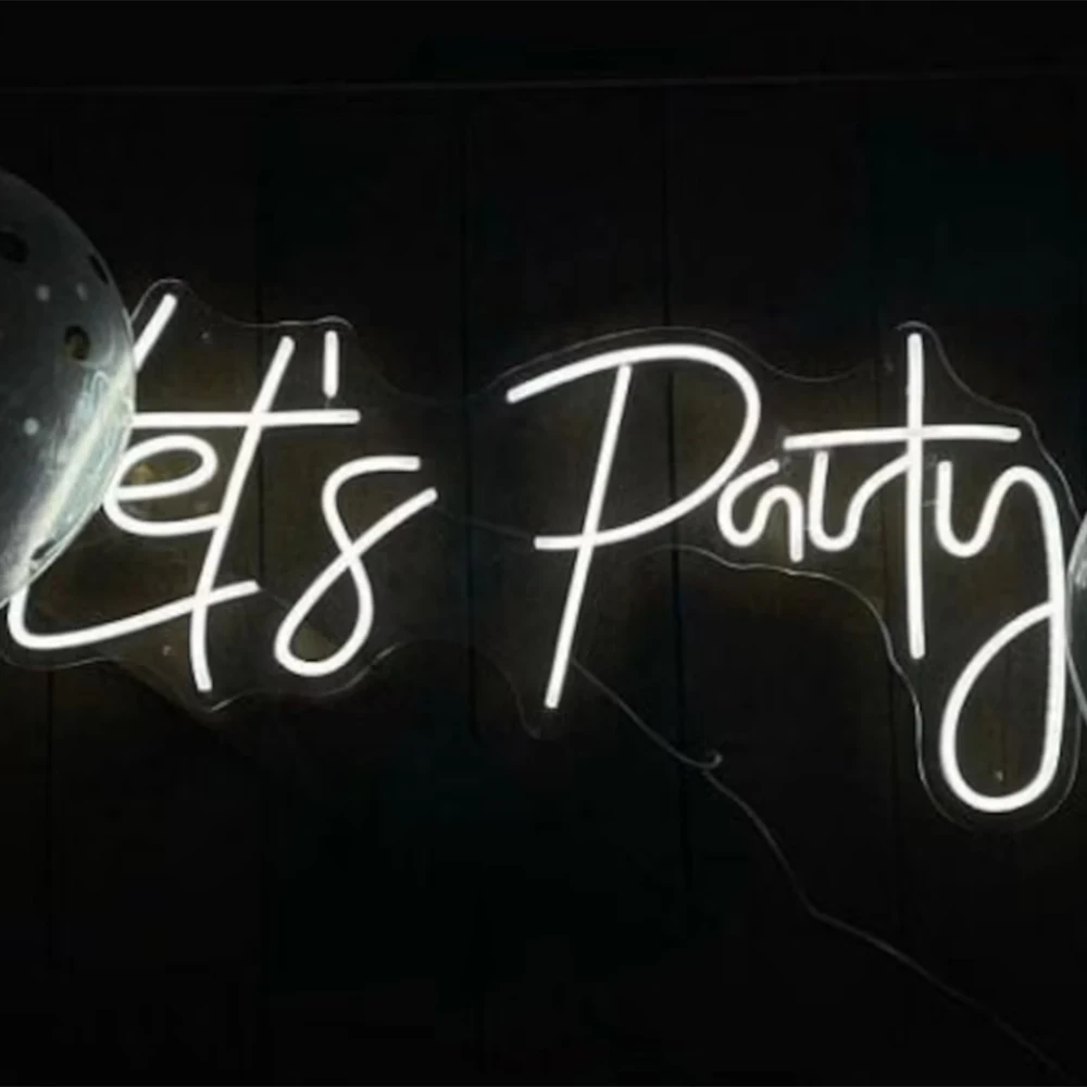 Let's Party Bar Neon Sign Led Light Custom Birthday Party Wedding Pub Home Room Wall Decor Personalized Design Creative Gift