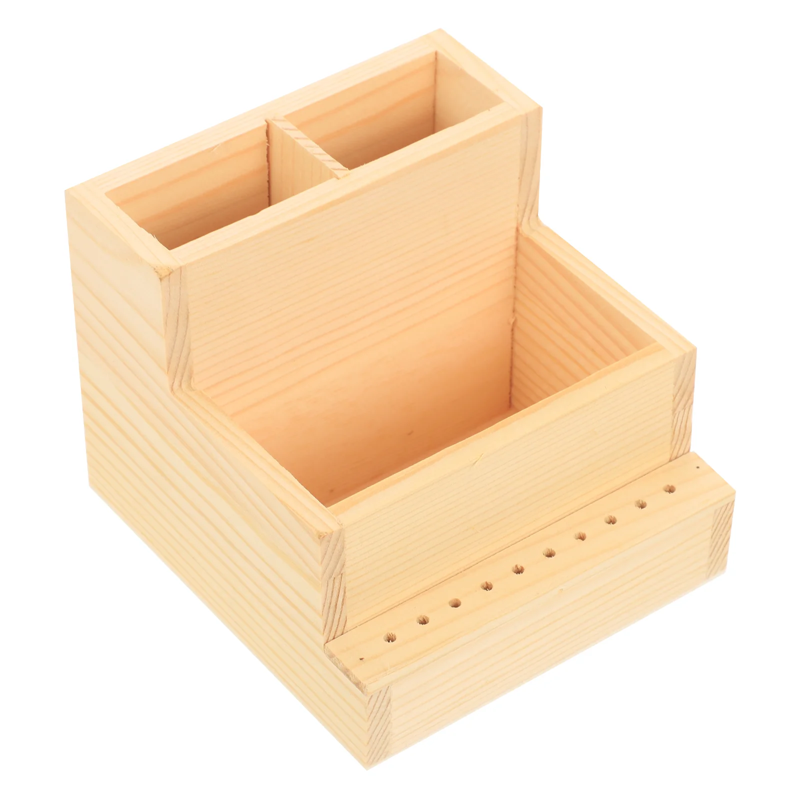 

Box Rack Manicure Tools Brush Storage Case Desktop Makeup Organizer Polisher Wood Holder Log Vanity Office