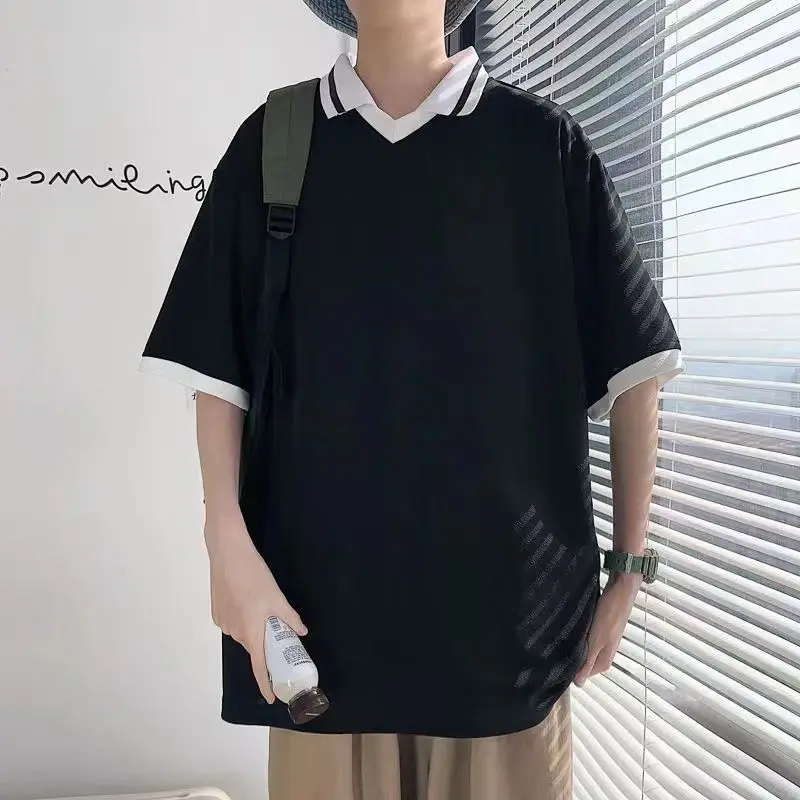 Летняя мужская футболка-поло с коротким рукавом сращенная хитовая цветная