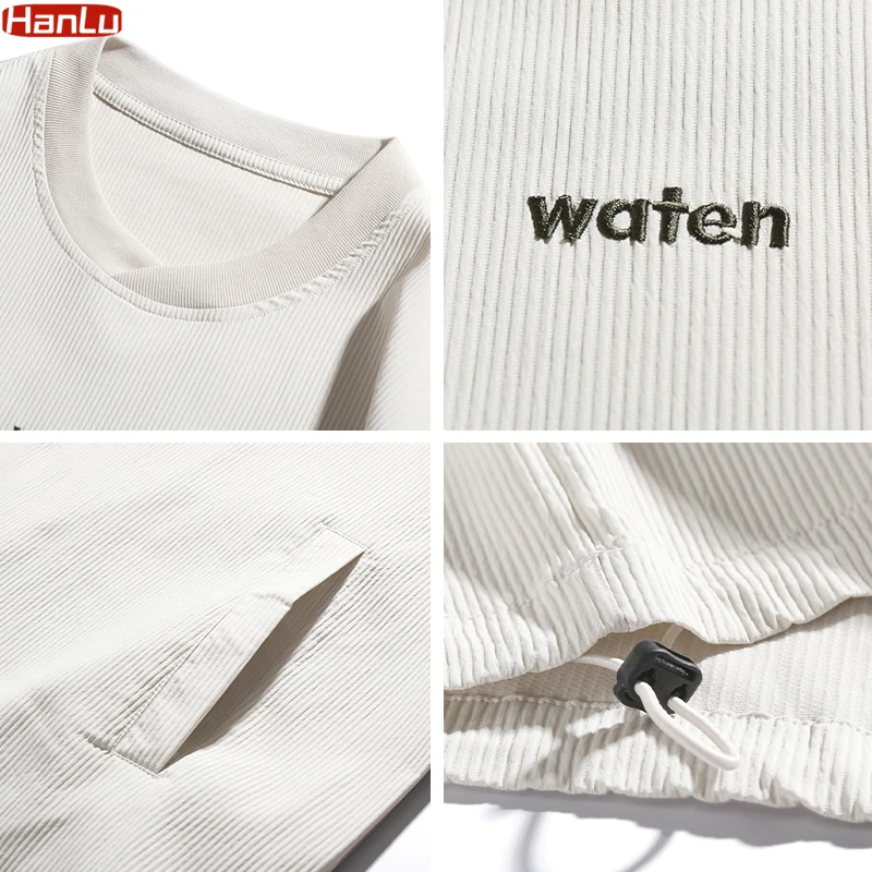 Summer New 2pcs Men's Sets Baggy Short Set Clothing Loose  Cross threaded drawstrin T Shirts /Shorts Stylish Oversize Streetwear