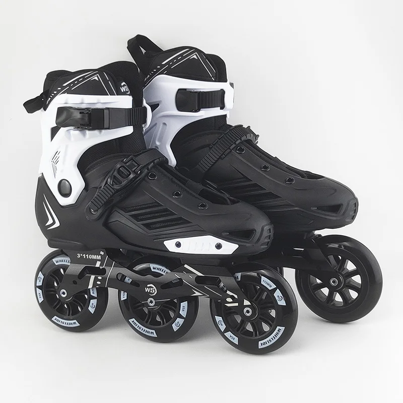 

WS Inline Speed Skates 3x110 Roller Skate Length Size Adjustable Boots 85A PU Wheels Patines Street Asphalt Road Free Skating