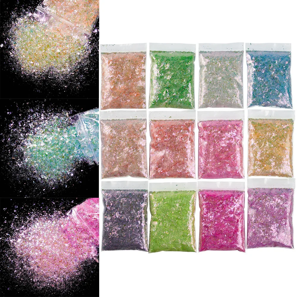 

50G Holographic Mixed Chunky Nail Glitter Sequins Laser Sparkly Flakes Iridescent Slices Gel Polish Paillette For Manicure SA-1