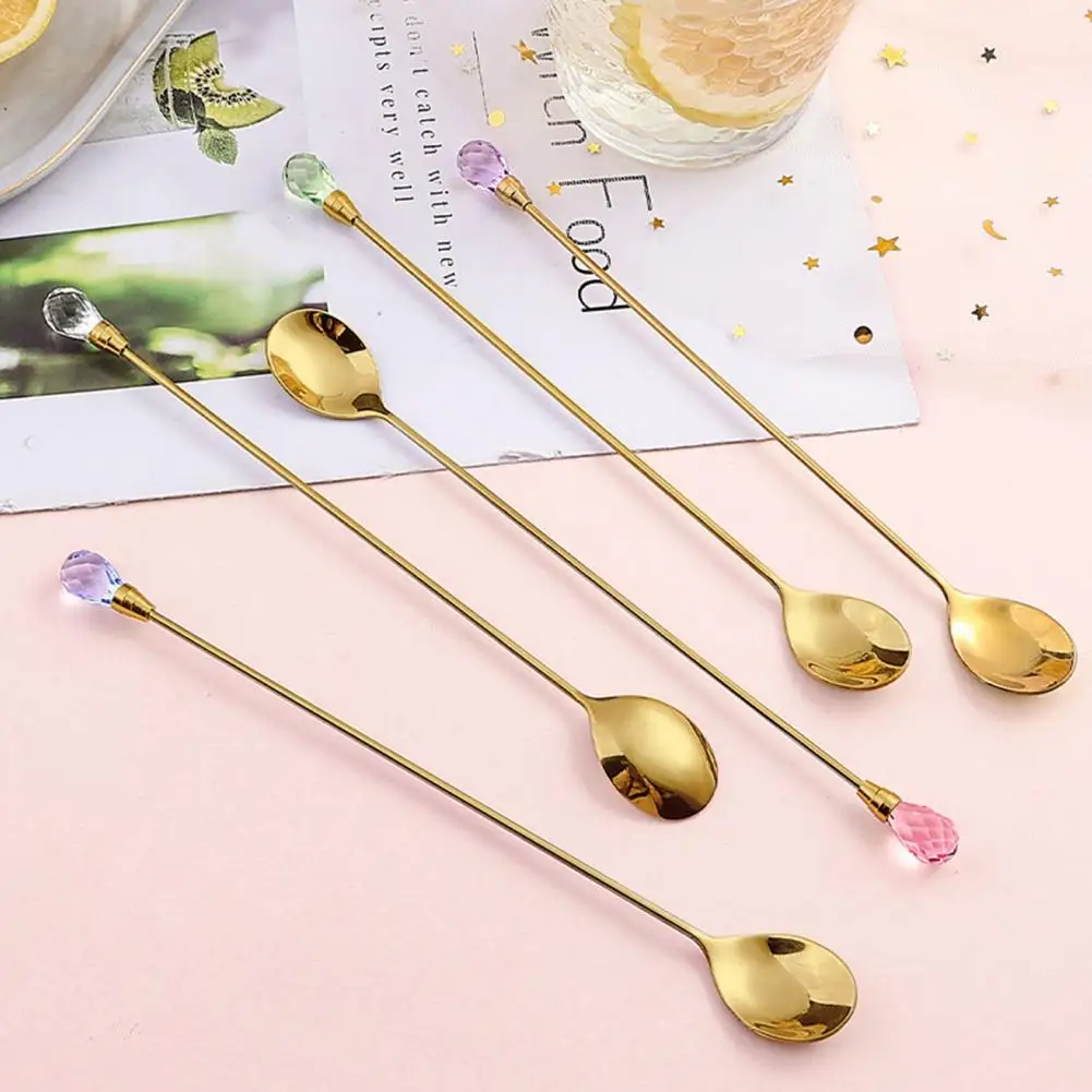 

Convenient Coffee Spoons Rust-proof Safe Stainless Steel Coffee Tea Stirring Spoons Portable Teaspoons Office Use