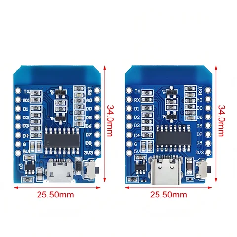 1-10 шт. WeMos D1 Mini TYPE-C/Micro USB ESP8266 ESP-12F CH340G V2 модуль WiFi D1 мини-плата разработки 3,3 В с контактами для Arduino