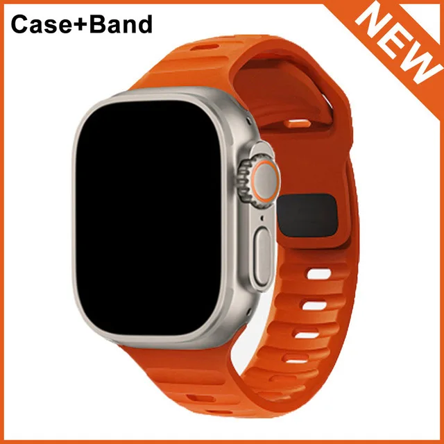 

Silicone Strap+Case For Apple Watch Band 44mm 40mm 41mm 45mm Rubber Sports bracelet Correa For iWatch Series 7 se 3 4 5 6 8 band