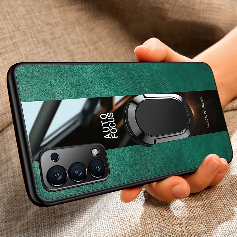 

Ring Holder Leather Phone Case For OPPO Reno 3 4 5 Pro Plus 4Z 5Z Find X2 X3 Lite Neo Cover Case For Realme GT Neo 7 5G 8 Pro