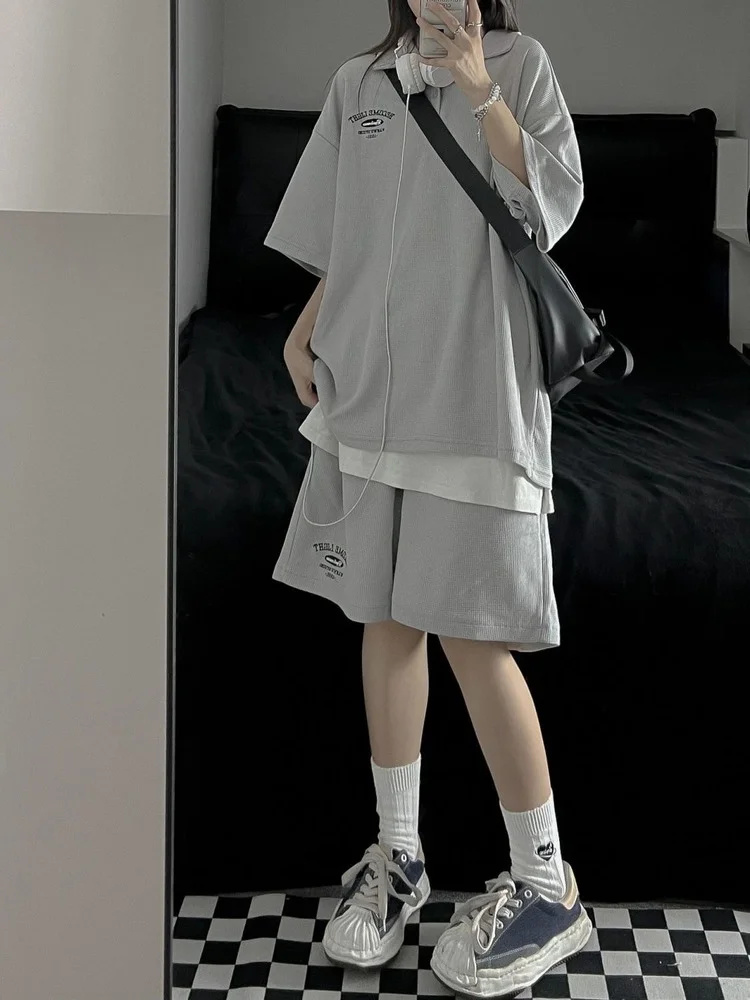 

Summer Polo Shirt Shorts Matching Sets Women Casual Clothing Solid Sportswear Suit Short Sleeve Tops Elastic Waist Pants Outfits