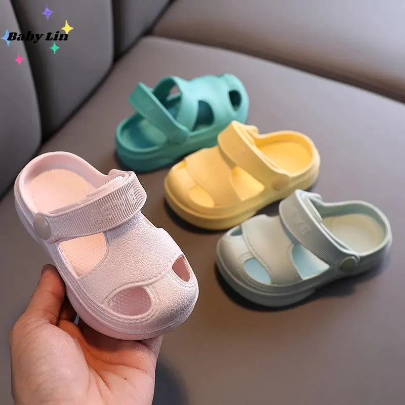 

1 -5 Years Green Baby Shoes Summer New Baby Hole Shoes 2023 Children Nice Non -slip Soft Floor Old Boys Girl Beach Sandals