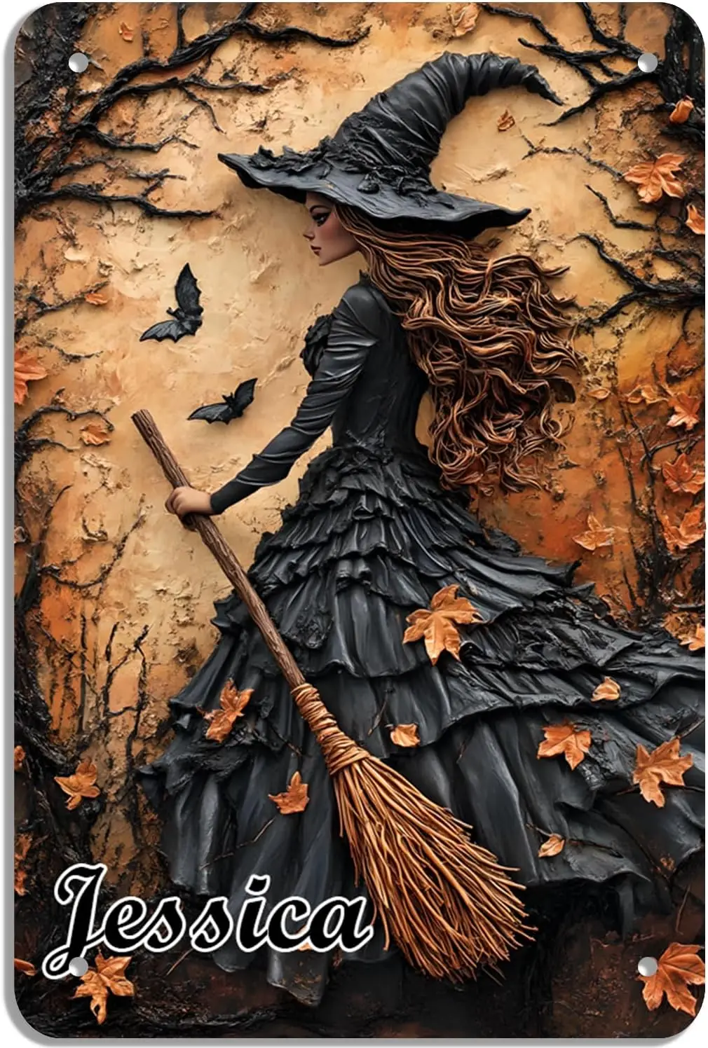 Ctom Halloween Wtch Metal Tn Sgns с именем Ctomzed Хэллоуин Decoraton Wall Art для домашнего бара крыльца