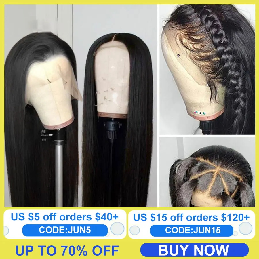 

13x4 HD Transparent Lace Front Human Hair Wigs Pre Plucked 4x4 Closure Wig Malaysian Straight Lace Frontal Wig For Women Remy