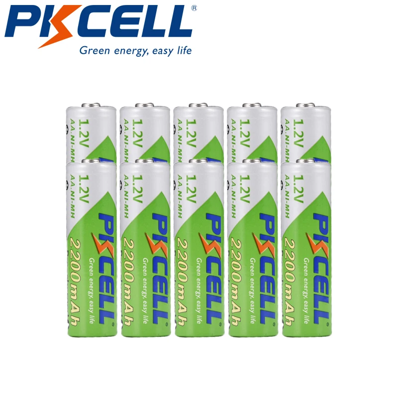 

10 шт., аккумуляторы PKCELL AA, 1,2 в, Ni-MH, 2200 мАч