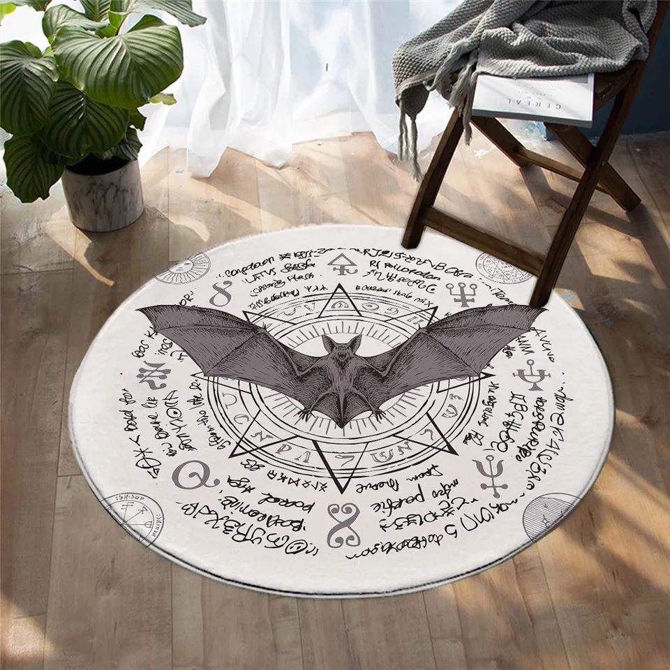 

Bat Bedroom Floor Mat Magic Circle Round Carpet Animal Area Rug for Living Room Cool Alfombra Dropship