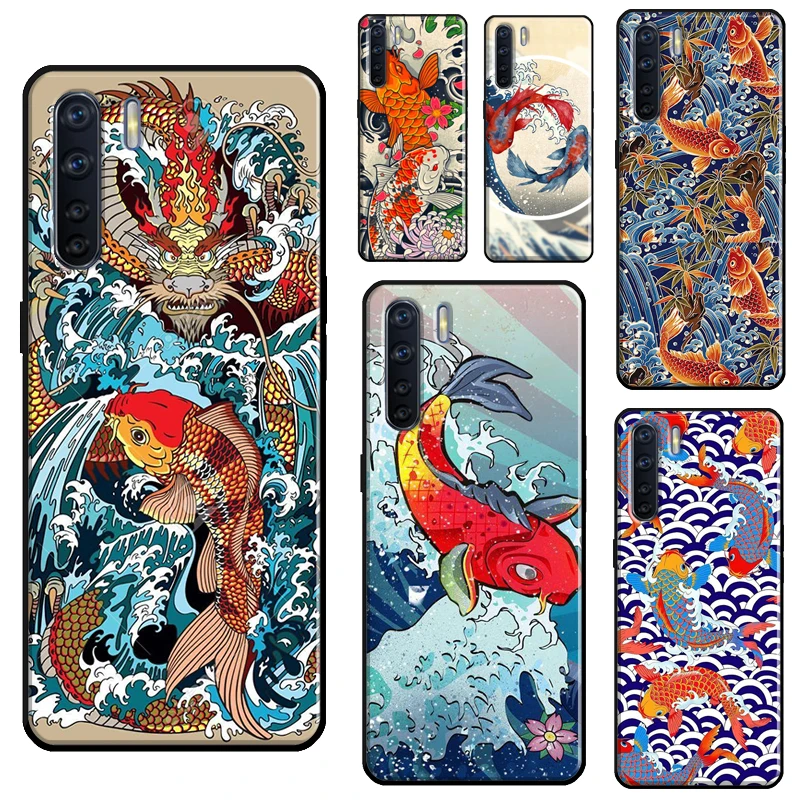 Tattoo Japanese Koi Dragon Wave For OPPO A15 A83 A91 A93 A1K A3S A5S A52 A72 A54 A74 A94 A31 A5 A9 A53S 2020 Phone Case