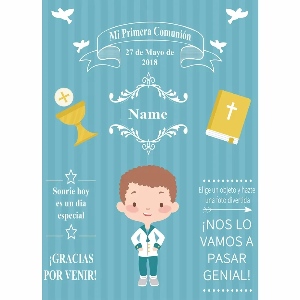 Мальчики Девочки Тема Первого Святого Причастия Индивидуальный Праздничный Фон