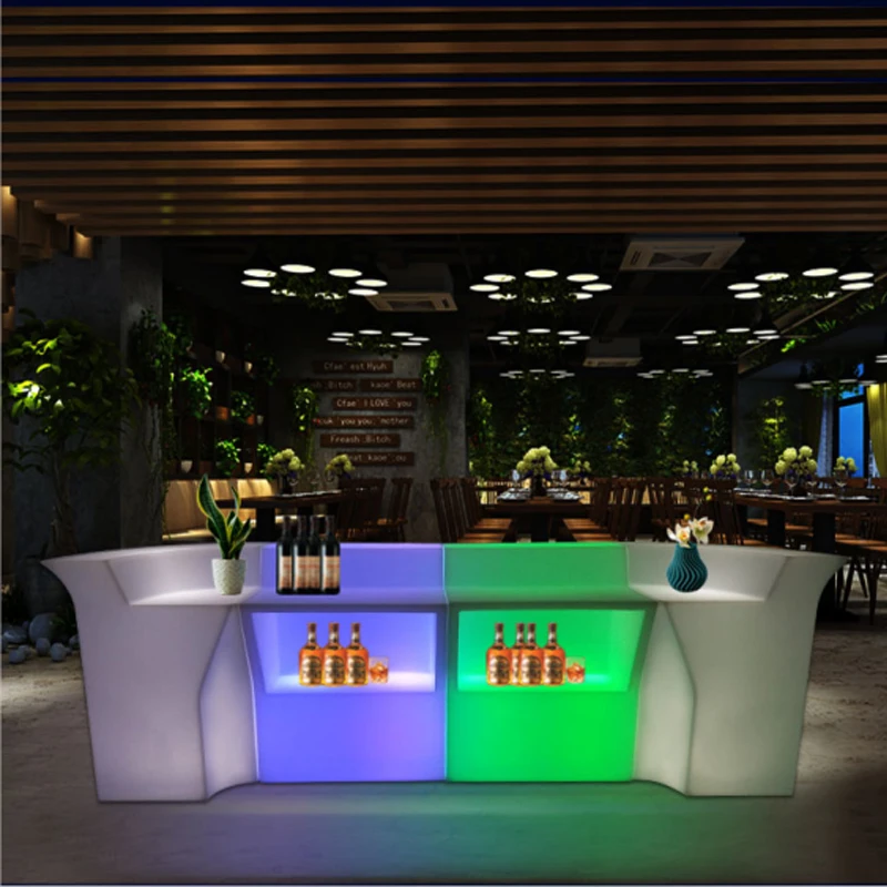 Light Up Counter Table 80*90*110cm LED Bar Furniture Luminous Corner Bar Counter PE Plastic High Glowing Bar Tables  Riq-BT01