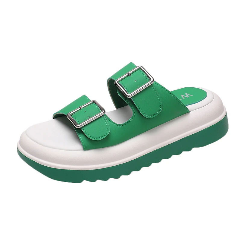 

Women's Platform Slippers Leisure Mid Heel Summer Shoes Woman 2022 New Round Toe House Indoor Slipper Fashion Home Slides Women