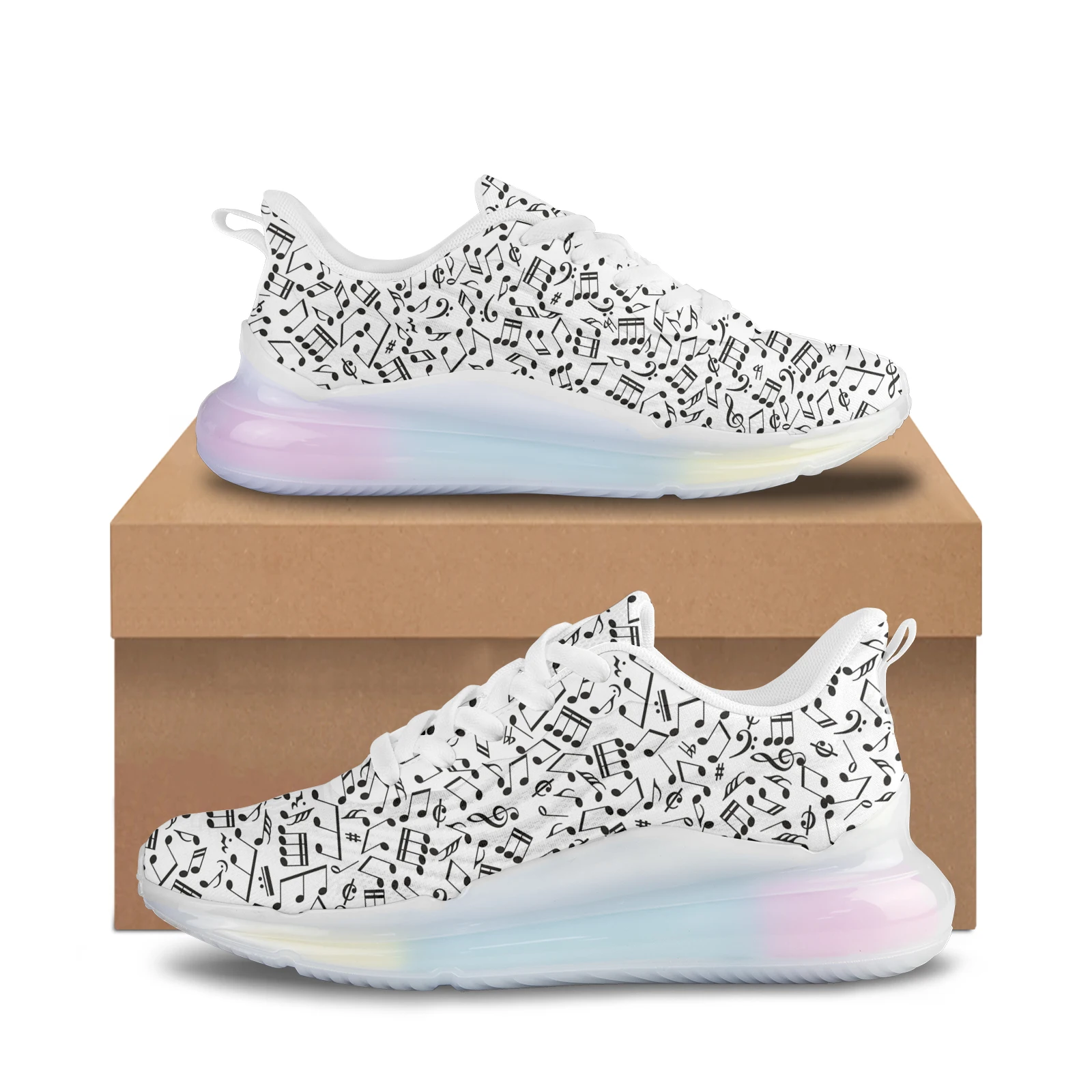 

Music Design Air Cushion Shoes New Air Mesh Color Block Popular Trendy Soft Sole Casual Sneakers Customized Women's Shoes