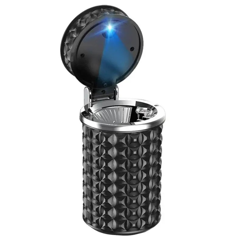 

Car Ashtray With Lid Smell Proof Compact Automotive Ashtray Smokeless Ashtray With Lid And LED Light Multipurpose For Car Hotel