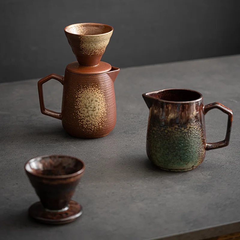 

Керамический кофейный конусный фильтр в стиле ретро, керамическая печь, капельная ручная мойка, кофейник, костюм, кофейный фильтр, чашка в а...