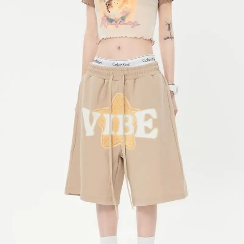 STSVZORR 2023 American Retro Loose Fit Sports Men's and Women's Wide Leg Shorts Summer Unisex Casual Pants