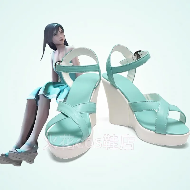 Финальная фантазия 7: ремейка Tifa Lockhart Рождественская обувь для косплея зеленая на