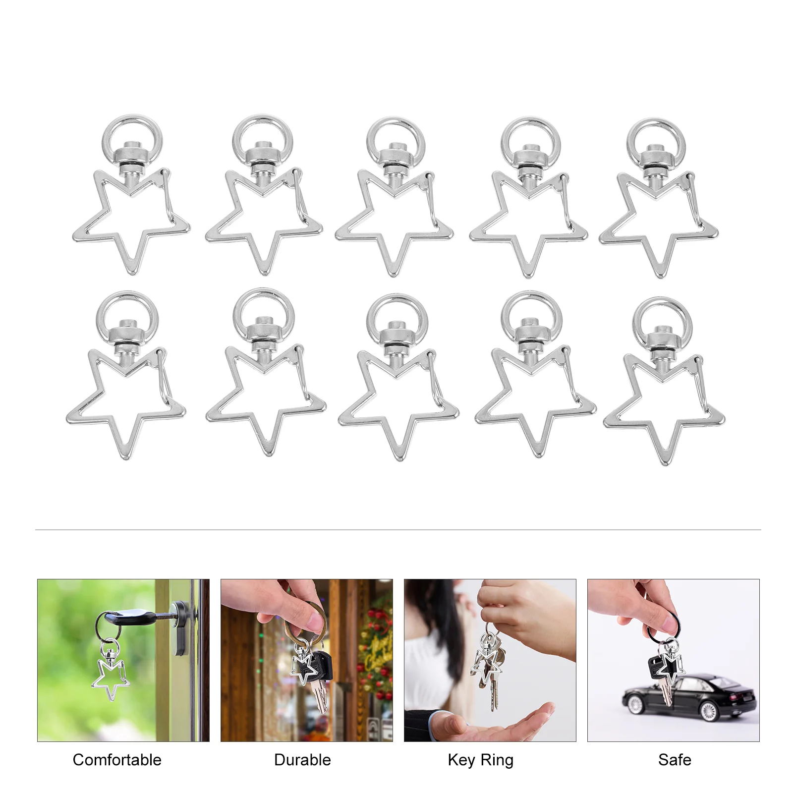 40 Pcs Star Keychain Swivel Lobster Clasp Keychains Jewelry Making Clasps Alloy Snap Hook Metal Rings with Clip