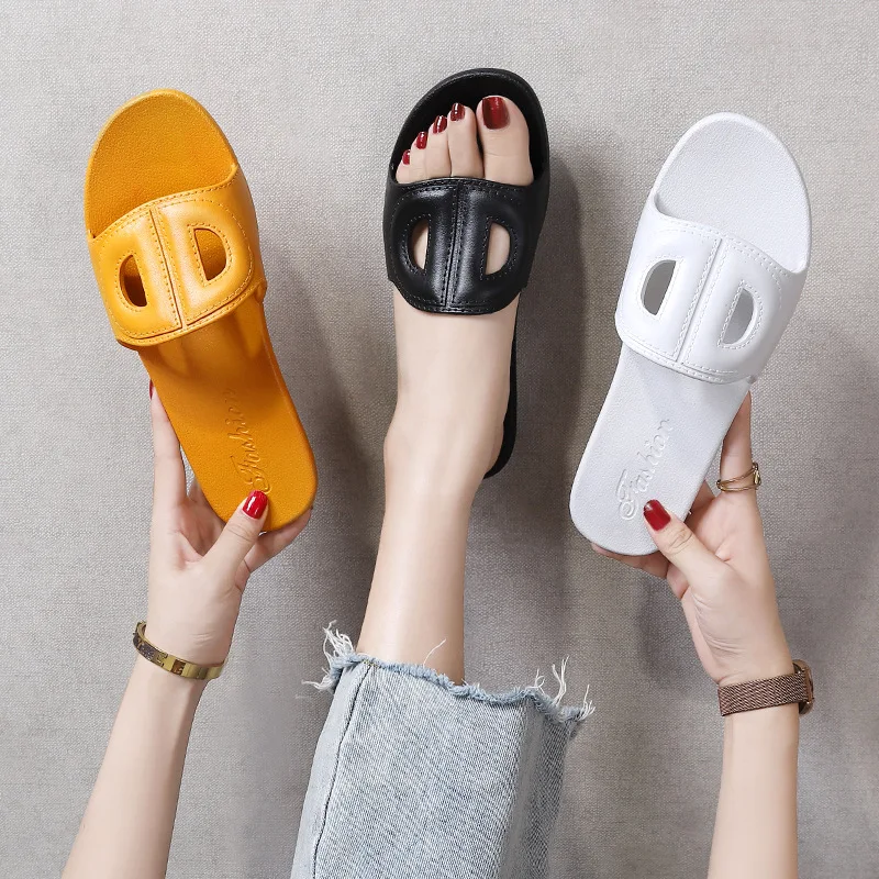 

Candy color home sandals women's 2022 new openwork pig nose one word casual slippers women's summer factory direct supply